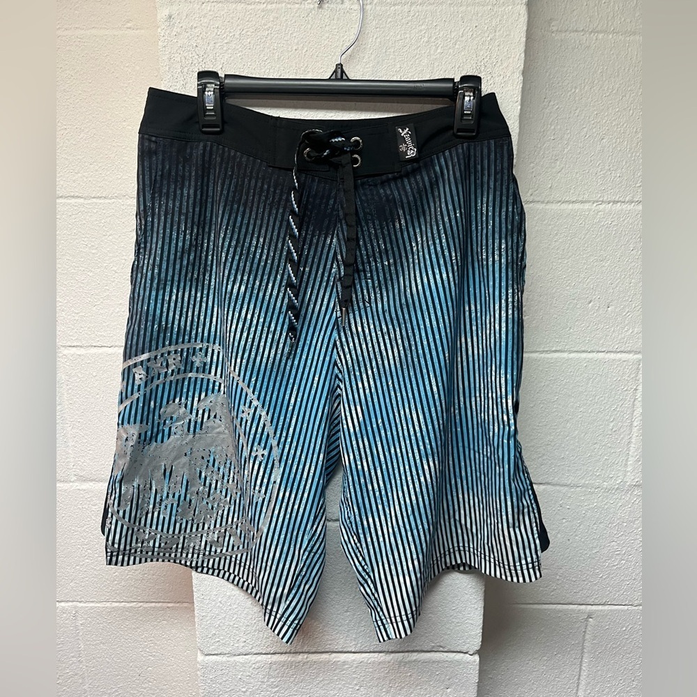 Men's Blue Gradient Board Shorts. Size 34